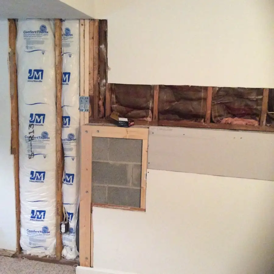 Wall insulation replacement during Basement Flood Cleanup in Pine